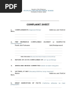 Complaint Sheet: Peoples Law Enforcement Board