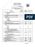 First Periodic Test in English 4: Department of Education