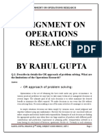 Assignment On Operations Research by Rahul Gupta