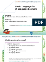 Academic Language For English Language Learners: Featuring