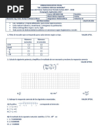 Examen de Matemáticas 10mo