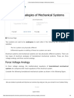 Control Systems Electrical Analogies of Mechanical Systems