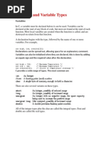 Constant and Variable Types