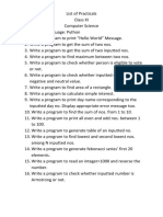 Class XI CS Python List of Practicals