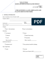 Assessment Tool For Licensing A Land Ambulance and Ambulance Service Provider