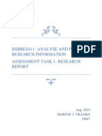 Bsbres411 ANALYZE AND PRESENT RESEARCH INFORMATION