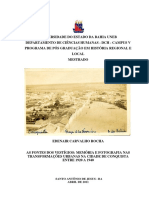 As Fontes Dos Vestigios Memória e Fotografia Nas Transformações Urbanas Na Cidade de Conquista Entre 1920 A 1940