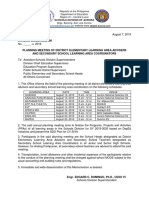 Memo On Planning Meeting of District Elementary Learning Area Advisers and Secondary School Learning Area Coordinators