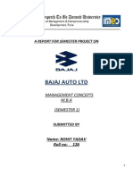 Bajaj Auto LTD: A Report For Semester Project On