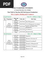 Indian Maritime University: Time Table For May/June 2019 End Semester Examinations