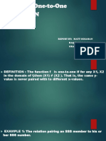 Lesson 9: One-to-One Function: Report By: Matt Odiaman Raq Tagj Ocaso Grade 11 Stem