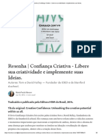 Resenha - Confiança Criativa - Libere Sua Criatividade e Implemente Suas Ideias