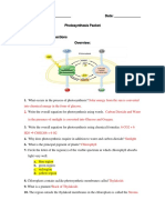 Photosynthesis Worksheet Version 2 SHORT 2018 KEY