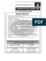 Screening Test NEET/JEE FOUNATION AT KOTTAYAM 