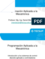 Programación Aplicada A La Mecatrónica: Profesor: Mg. Ing. Daniel Mendoza