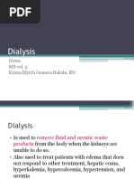 Dialysis: Notes MS Vol. 2 Krizza Myrrh Gomera Balcita, RN