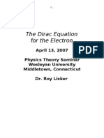 The Dirac Equation For The Electron