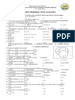 First Periodic Test in Math 7: Pagalanggang National High School