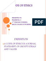 Code of Ethics: Presented By: Praseedha. S 1 Year MSC Nursing Emch College of Nursing