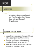 Statistics: Chapter 9: Inferences Based On Two Samples: Confidence Intervals and Tests of Hypotheses