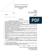 Complaint For Unlawful Detainer Sample