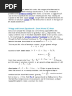 Voltage and Current Equation of A Shunt Wound DC Motor