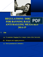 Regulations / Directive For Banning Ragging & Anti Ragging Measures 2014-15