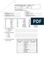 Evaluated Worksheet Unit 1 - LEVEL 1: Objective: Pre Evaluate Topics From Unit One in March