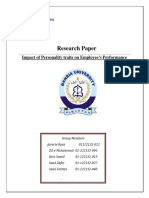 Research Paper: Impact of Personality Traits On Employee's Performance