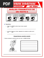 Actividades de Análisis de Un Texto para Cuarto de Secundaria