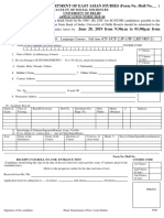 Department of East Asian Studies (Form No. /roll No. - ) : CF-1/CF-2, JF-1/JF-2, KF1/KF-2)