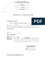 Medical Certificate: Department of Education