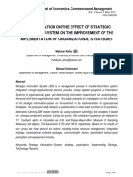 An Investigation On The Effect of Strategic Information System On The Improvement of The Implementation of Organizational Strategies