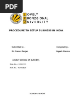 Procedure To Setup Business in India