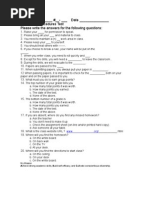 Name - # - Date - Classroom Procedures Test Please Write The Answers For The Following Questions