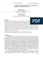 Appraising Effectiveness of Key Performance Indicators Used by Nigerian Construction Firms