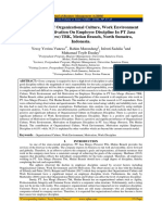 The Influence of Organizational Culture, Work Environment and Work Motivation On Employee Discipline in PT Jasa Marga (Persero) TBK, Medan Branch, North Sumatra, Indonesia