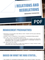 Labor Relations and Regulations: Management Prerogatives