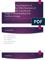 Facebooking Airspace: A Study On The Effectiveness of Cebu Pacific Facebook Page in Maintaining The Positive Image