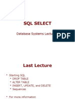 SQL Select: Database Systems Lecture 7