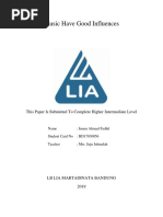 Music Have Good Influences: This Paper Is Submitted To Complete Higher Intermediate Level