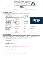 1st Final Math 8 Answer Key