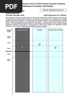 Statement of Literacy Test Result: Literacy and Numeracy Test For Initial Teacher Education Students