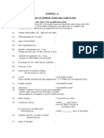 Schedule - 6 Schedule of General Terms and Conditions (To Be Enclosed in The Part-I Pre-Qualification Bid)