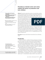 Prevalence of Dental Caries and Caries-Related Risk Factors in Premature and Term Children