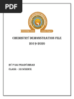 Chemistry Demonstration File 2019-2020: by P Sai Pradyumnan CLASS: - XII Science