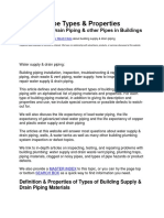 Building Pipe Types & Properties: Water Supply, Drain Piping & Other Pipes in Buildings