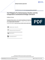 The Philippine Pro-Parliamentary Position and The Comparative Constitutional Design Literature