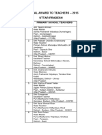 National Award To Teachers - 2015 Uttar Pradesh