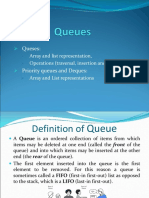 Queses:: Array and List Representation, Operations (Traversal, Insertion and Deletion)